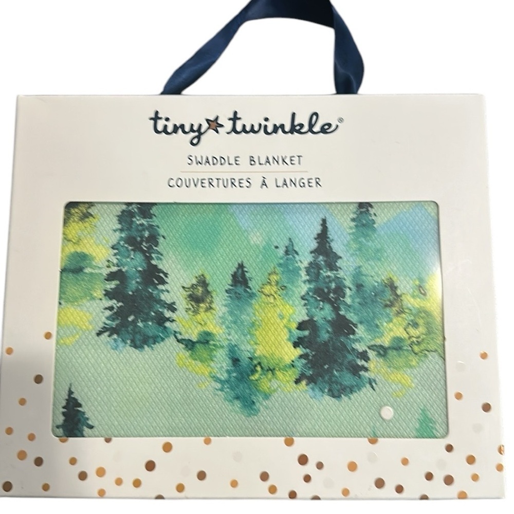 Tiny Twinkle swaddle blanket, trees/forest, soft and gentle, 47x47 - Picture 4 of 7